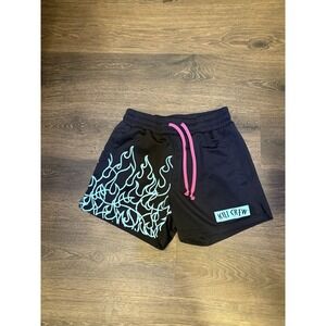Kill Crew Muay Thai Flame Shorts in the black and aqua color way Size Small